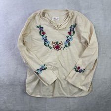 VTG 70s 80s Bordados Martha SA Floral Embroidered Women's Size 34 Beige