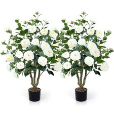 Artificial Camellia Tree 2 Pack 42" Faux Camellia Plant in Camellia Tree White