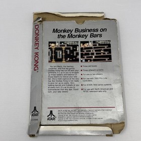 Atari 7800 Donkey Kong Video Game Cartridge With Box And Manual CX7848