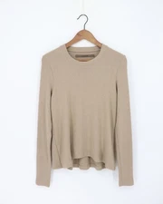 ENZA COSTA Long Sleeve Cozy Knit Sweater Beige M $218 D1 261