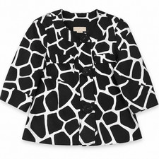 Michael Kors Women' Jacket Size M Black White Geometric Print Button Front Chic!