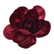 Satin Fabric Rose Flower Brooch, 5.9" Big Rose Flower Brooches, Wine Red