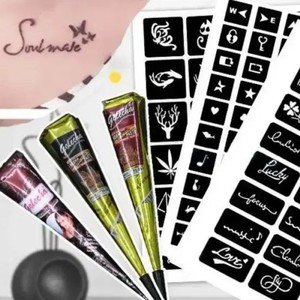 Golecha Henna Coloring & Stencil Set, Easy Temporary Tattoo Kit