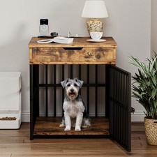 IRONCK Dog Crate Furniture for Small Dogs, Wooden Dog Kennel with Flip Top Dr...