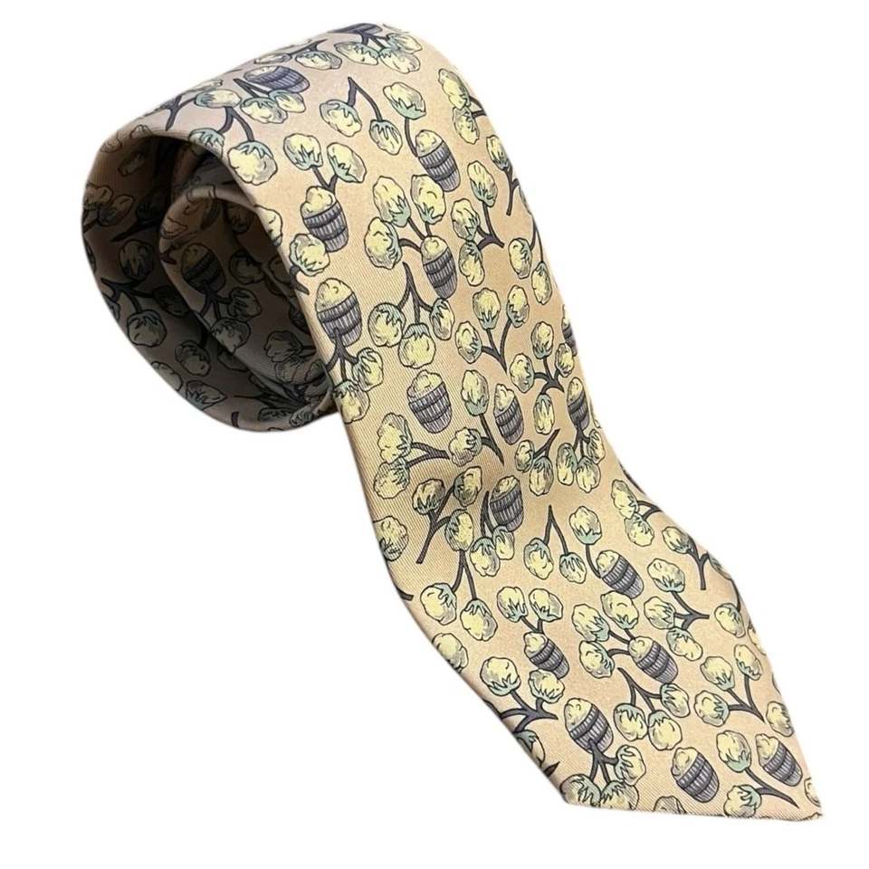 Hermes Cotton Ball Drum and Plant Tie Cream Model  7496 IA Vintage - Image 3 of 4