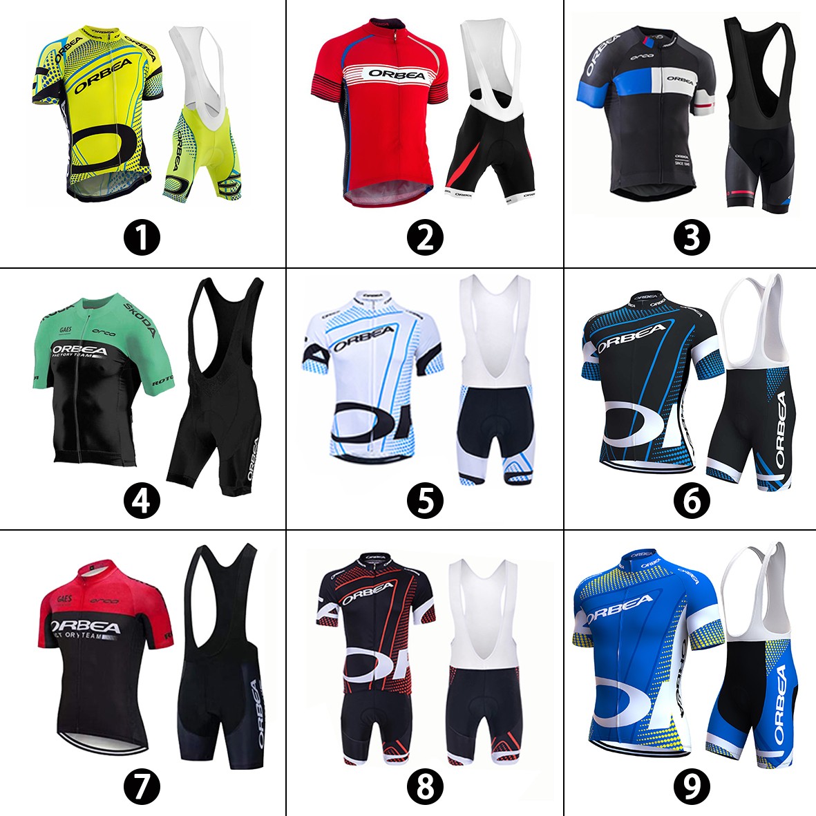 Set Maglia Ciclismo Uomo Pro Team Manica Corta Bici Camicia e Bavaglino Pantaloncini Corsa Fit