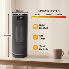 Smart Portable Ceramic Electric Space Heater with Thermostat App Control - 1800W