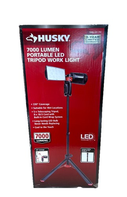 #ad Husky 7000 Lumens Corded LED Work Light W Tripod Portable Model 1006221711 $89.95