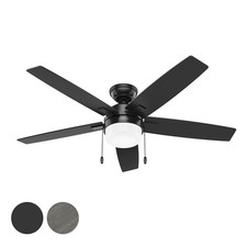 Hunter Fan 52 inch Matte Black Indoor Ceiling Fan with Light and Pull Chain