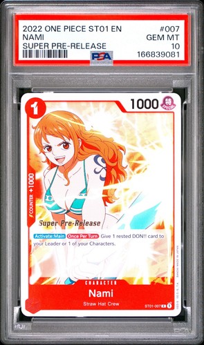 2022 One Piece ST01 Super Pre-Release #007 Nami PSA 10 GEM MINT🔥