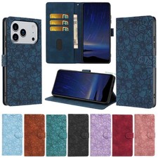 For iPhone 17 Pro Max 16 15 14 Embossed PU Leather Wallet Shockproof Flip Cover