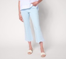 Belle by Kim Gravel Regular TripleLuxe Twill Eyelet Cropped Jean Palm Beach Blue