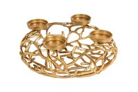 KerzenstäNder FüR Blockkerzen Ø38Cm Handarbeit In Gold Kerzenhalter Adventskranz