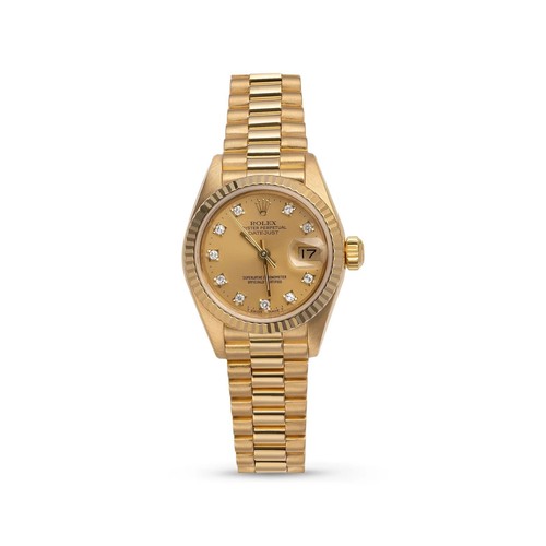 Rolex Lady Datejust President 69178 18K Gold Champagne Diamond...
