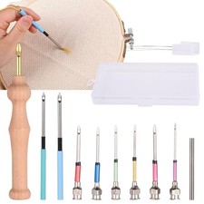 Embroidery Punch Needle Kit Wooden Handle Punch Pen Tool For Cross Stitching