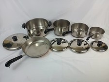 Lot of 9 Piece Revere Ware Coppet Bottom Set 4 Pots w/ lids  10 inch skillet