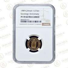 1989 Gold Proof Half Sovereign PF70 Ultra Cameo - 500th Anniversary