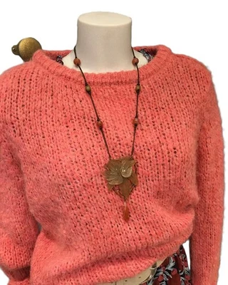 AMERICAN VINTAGE Pull ample Kid mohair et alpaga rose corail T. S Large ou M - Photo 1/4