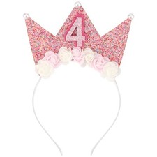 4th Birthday Decorations for Girls - Princess Tiara Headband, 4th Headband