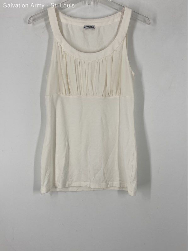 Express Womens White Sleeveless Round Neck Pullover Tank Top Size Medium