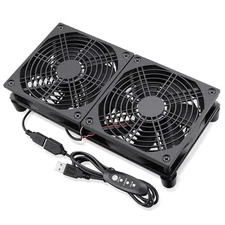 Dual 120mm 5V USB Cooling Fans 102CFM for Router TV Box Micro PC