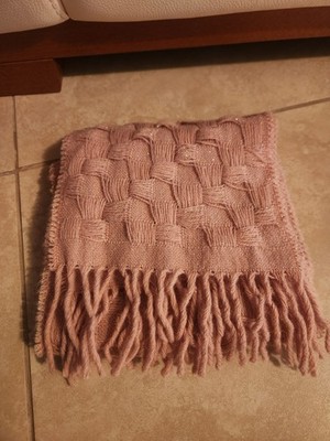 Light Pink Scarf Made In Italy Lambswool Ladies Scarf Checkered