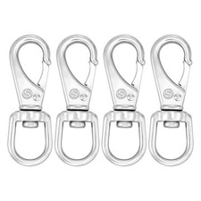 Stainless Swivel Eye Snap Hooks 4 Pack 3.5in for Flags Keys Boats Pet Chains