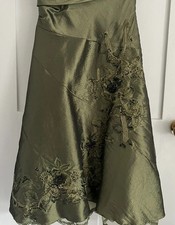 JL Collection Vintage Olive Green Ball gown With Black Bead Details, UK8/EU34