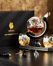 Kollea Whiskey Globe Decanter Set with 7 Color Light, Unique .Gifts for Men Dad