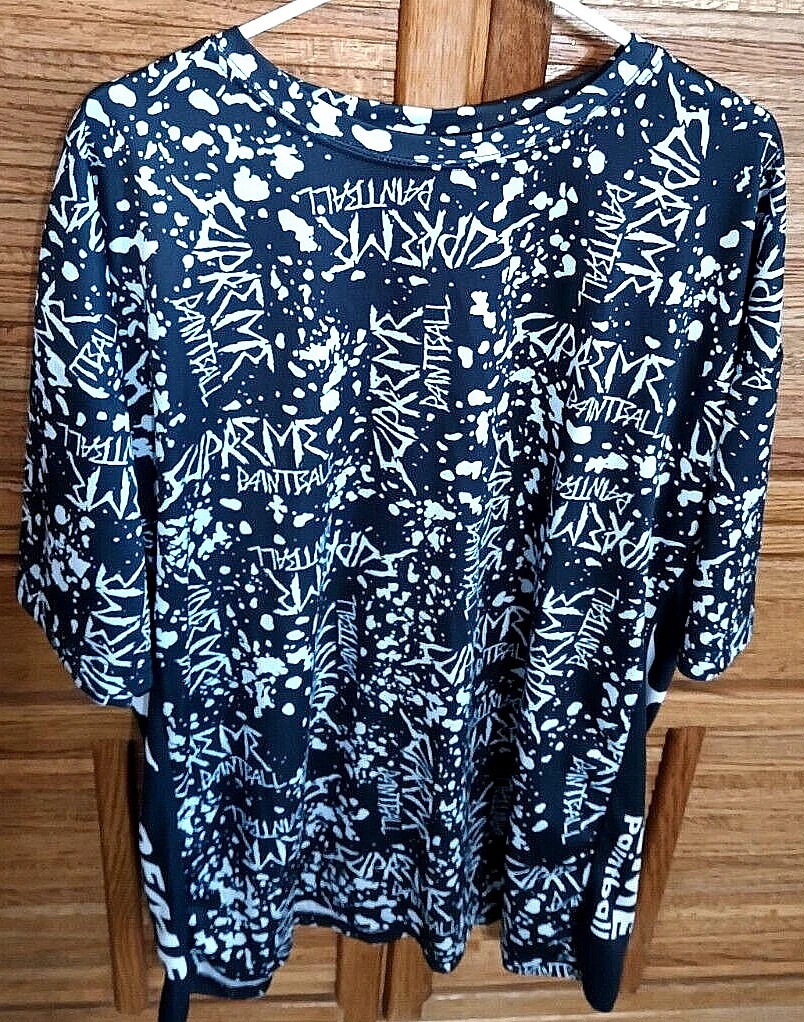 Supreme Paintball homme 3XL chemise à manches courtes noir blanc éclaboussures de peinture