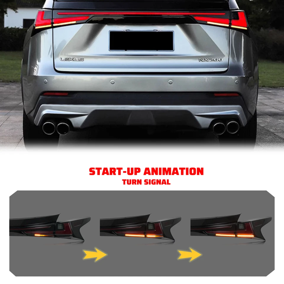 LED 黑色尾灯后备箱灯适用于雷克萨斯 NX300h NX200t 2015-2021 F Sport — 第 3/4 张图片