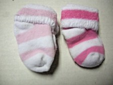 Socks/Booties, 2 Pairs, Girl, Pink Stripe Design, 0-3 Mos., Cuff Style, New