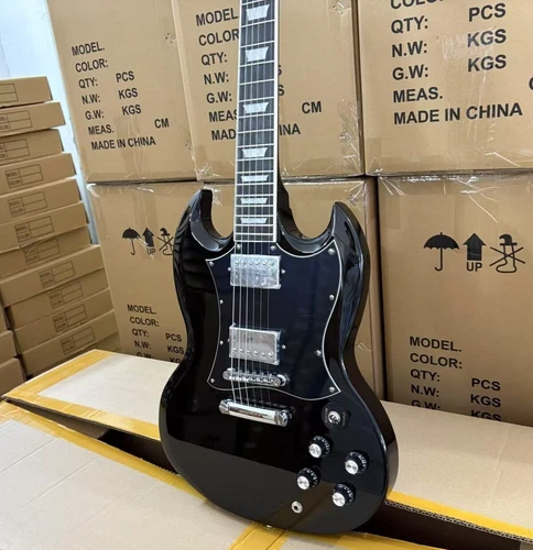 HOT! SG electric guitar chrome-plated hardware  6 string black guard US stock