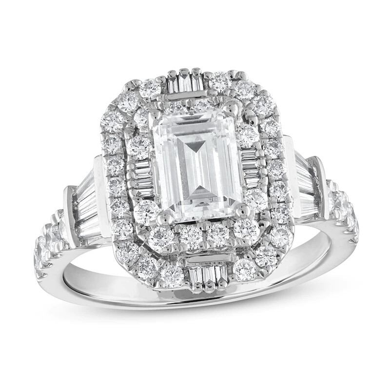 Vera Wang Wish Emerald Cut CZ Double Halo Engagement Ring in
