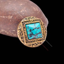 10X Western Brass Flower Leathercraft Belt Square Turquoise Conchos Screwback 1"