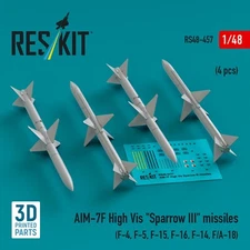 AIM-7F High Vis "Sparrow III" Missiles 4pcs 1:48 ResKit RS48-0457 for Scale Kit