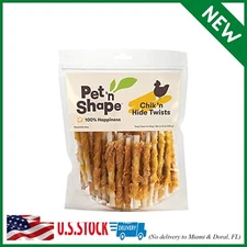 Pet 'n Shape Chik 'n Hide Twists – Chicken Wrapped Rawhide Natural Dog Treats, S