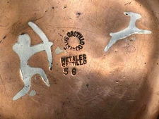 Small Copper & Sterling Tray with Archer Los Castillo Mexico 4-1/8" x 4-1/8"