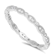 Sterling Silver Eternity Clear CZ Wedding Ring NEW