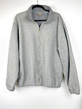 Vtg LL Beans Sweaters Warm Up Jacket Grey Fleece Medium Tall Made in USA