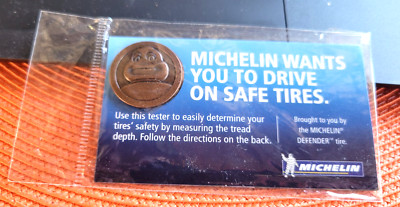 2 MICHELIN MAN COIN TIRE TREAD TESTERS UNOPENED OLD STOCK