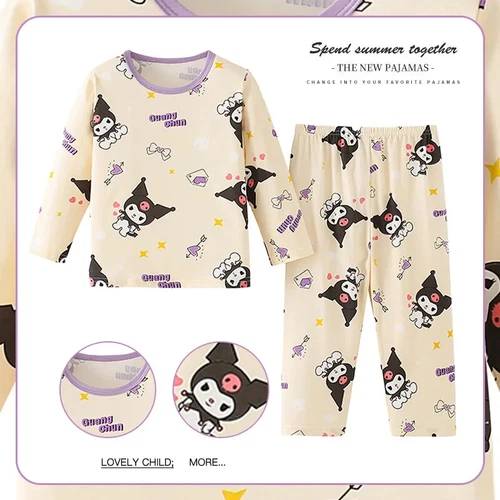 Kuromi Pajamas Sleepwear Long Sleeve Kids Home Clothes 2-piece Set - Picture 3 of 34