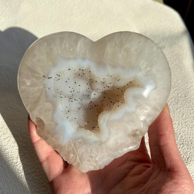 Natural Druzy Agate Crystal Geode Heart Shape Healing Stone Home Decor