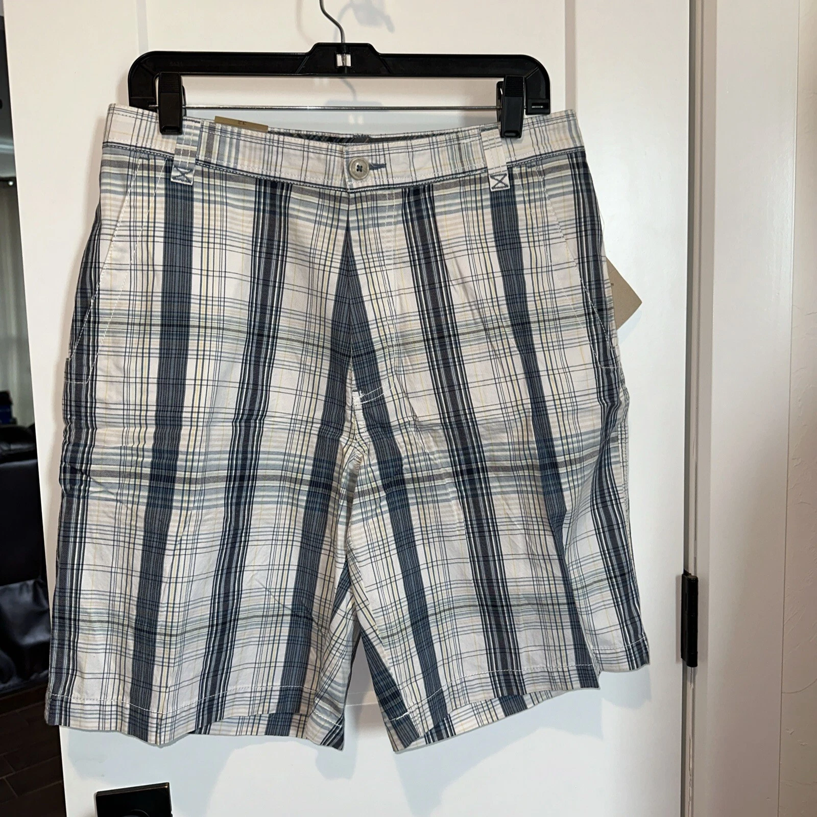 Paradise Collection Chino Shorts Men's 32 Multi-Plaid Flat Front Cotton NWT