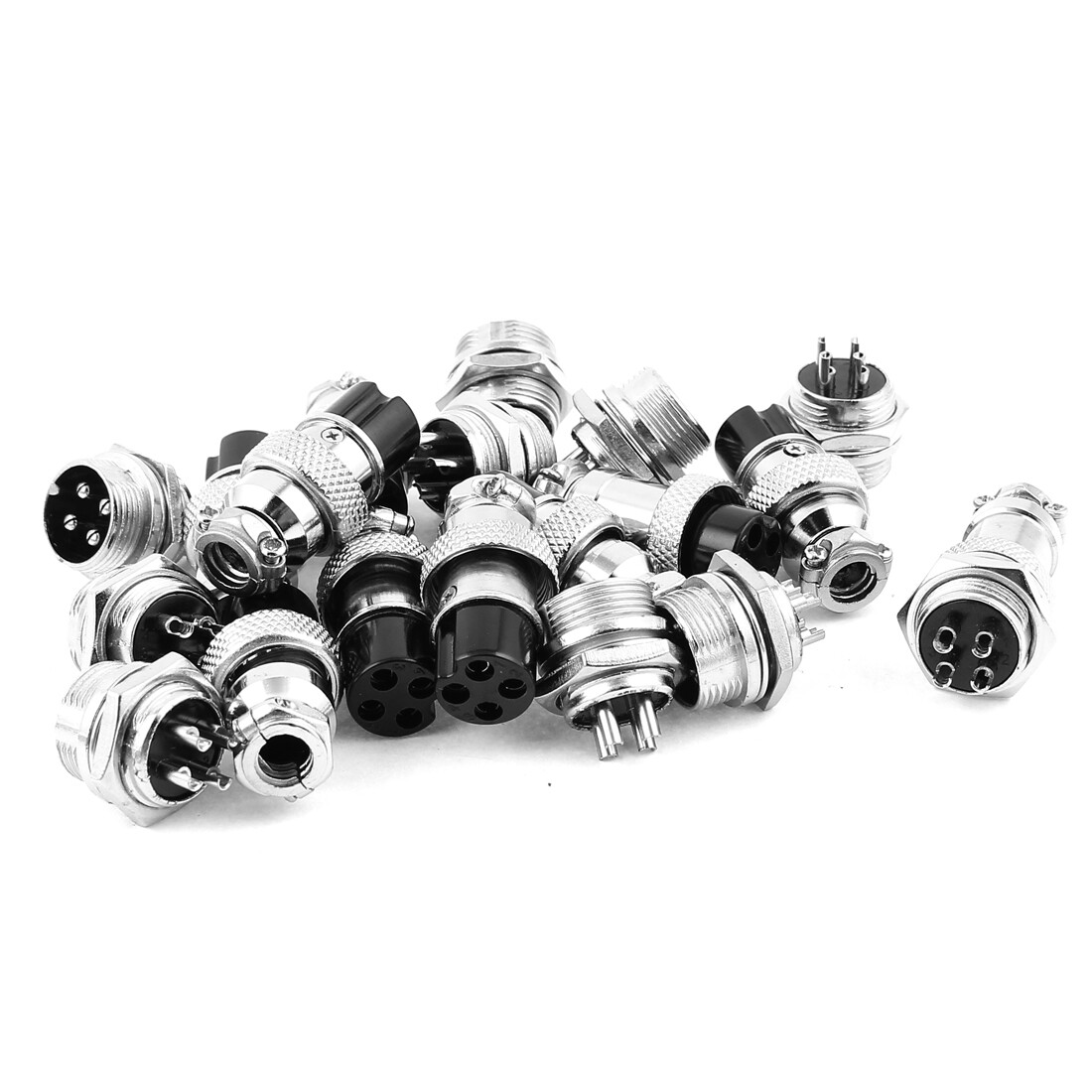 10Pairs 16mm Thread 4 Pins Male Female Panel Metal Aviation Wire