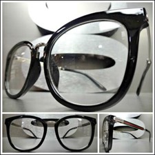 CLASSIC Elegant VINTAGE RETRO Style Clear Lens EYE GLASSES Black  Silver Frame