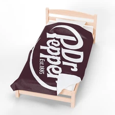 Dr Pepper  Velveteen Plush Blanket, Soft Drink Retro Throw Blanket, Soda, Cola