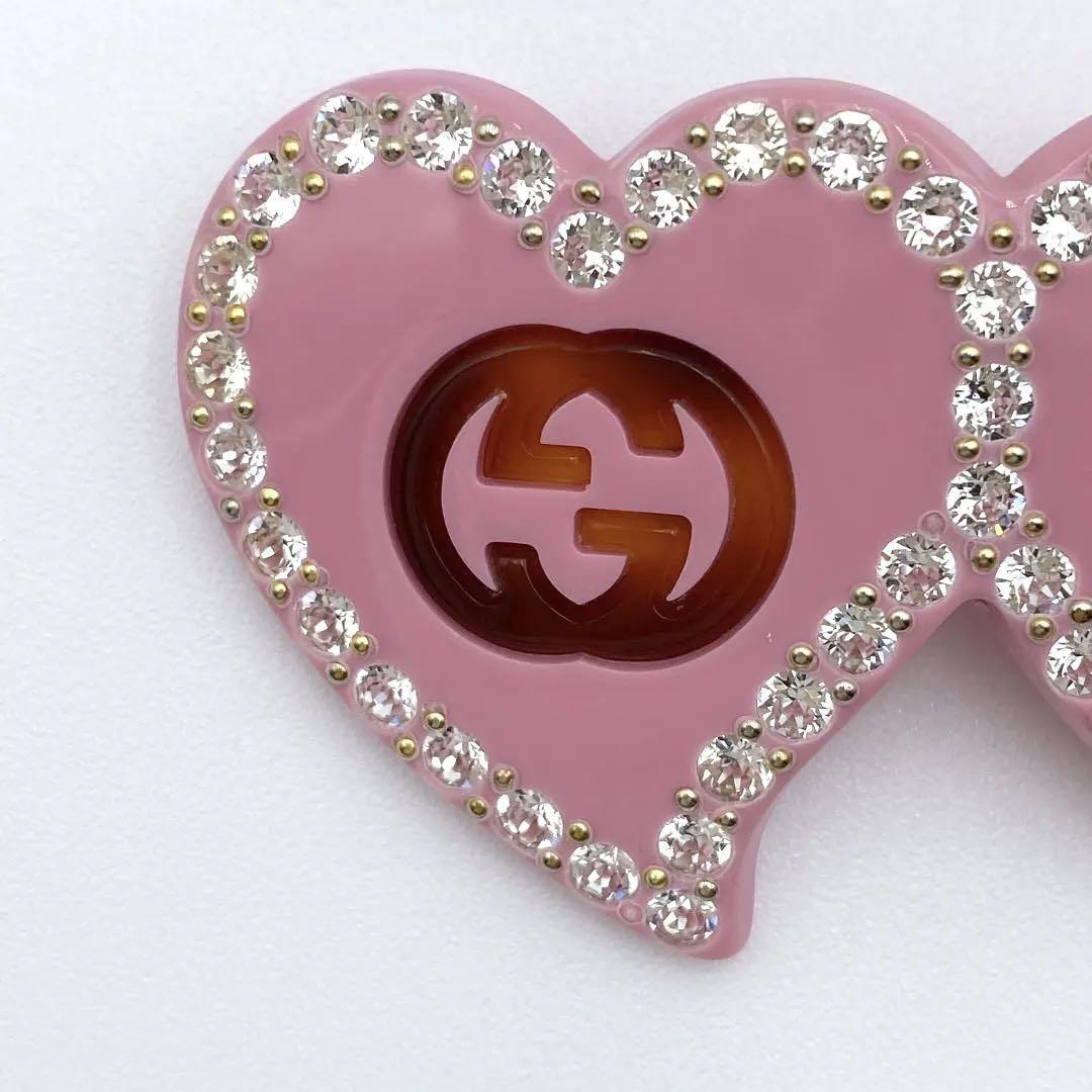 Gucci Hairpin Hair Clip Barrette Heart Pink Rhinestone Free Shipping | eBay