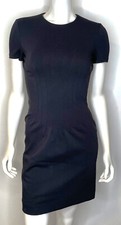 Diane von Furstenberg DVF Little Black Dress 2 SS Fitted Pleated Front