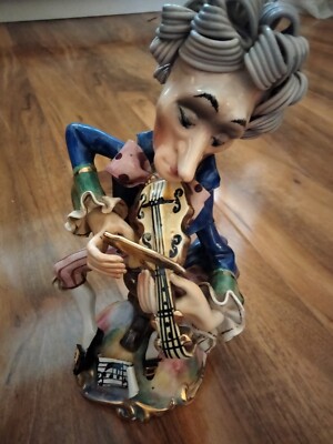 Vintage Figur Mann spielt Geige Musikliebhaber Italien Sammlerstück 